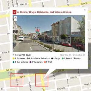 Image of a GPS map with a call out for a particular location shown with an image hovering above.