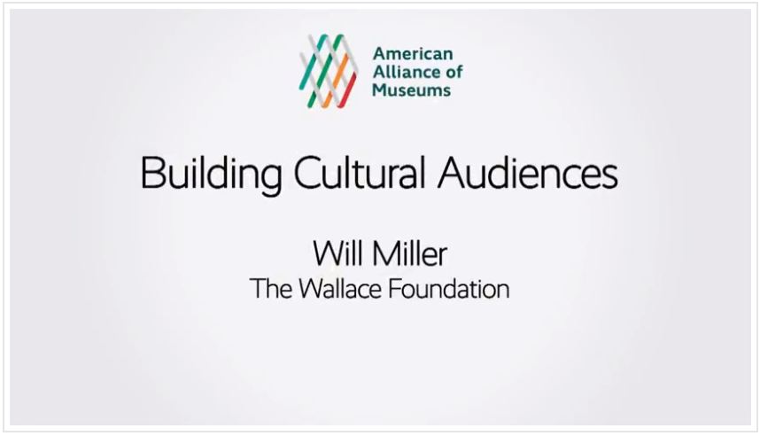 Title page of the Building Cultural Audiences session with Will Miller's name.