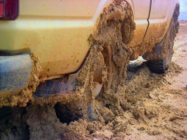Image of a car stuck in the mud