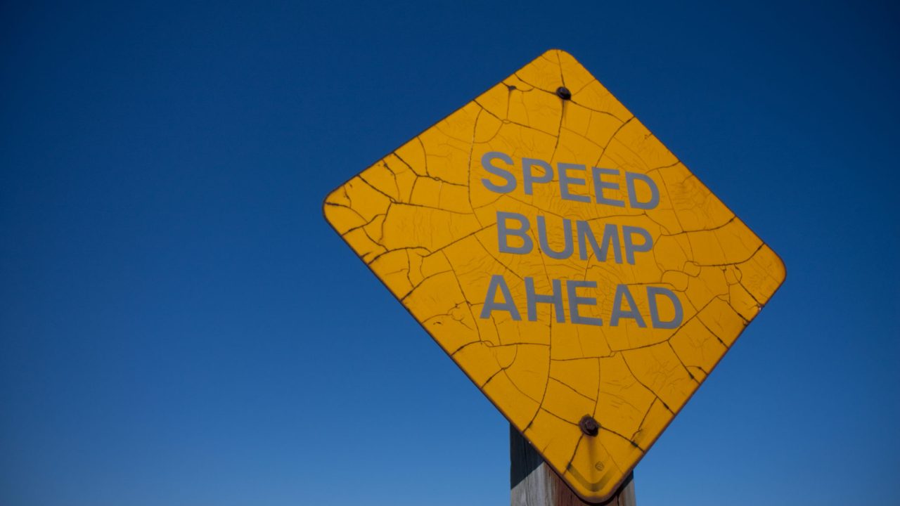 Sign for speed bumps ahead