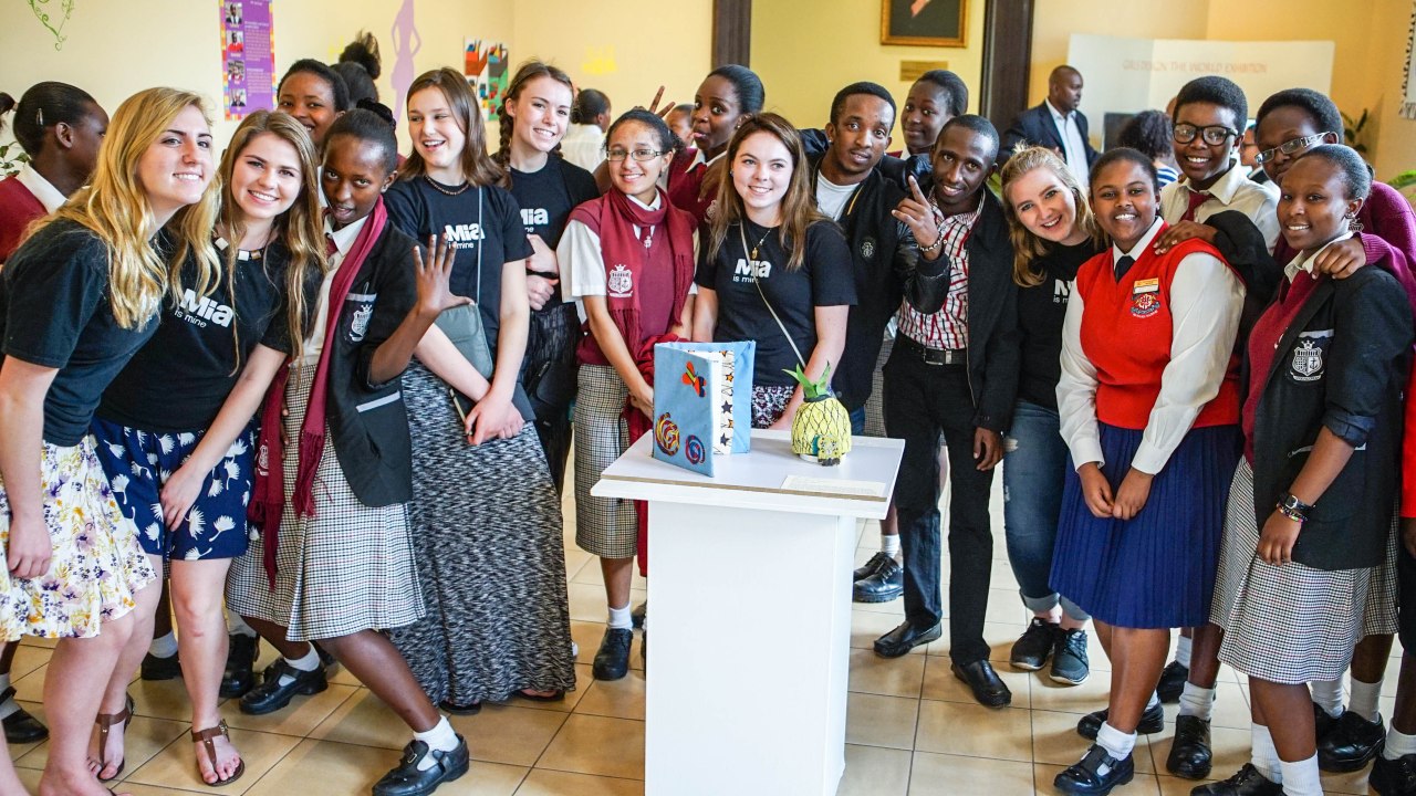 Kenyan and American “Girls Design the World” participants at National Museums Kenya in Nairobi.