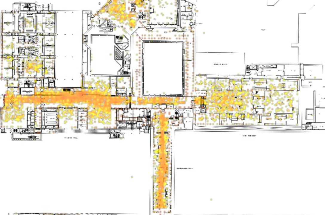 Heat map showing visitor heat signatures.