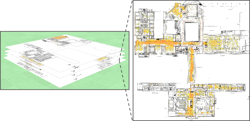 Art Institute of Chicago floor plan map showing heat signatures.