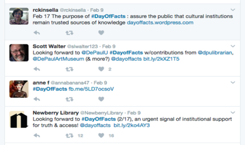 Tweets on #DayOfFacts from various individuals