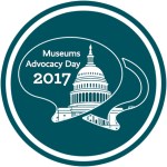 Museums Advocacy Day 2017 logo with the Capitol Building and dialogue boxes.