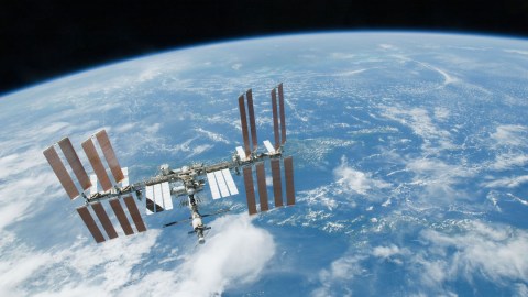 19 Feb. 2010) --- Backdropped by Earth’s horizon and the blackness of space, the International Space Station is featured in this image photographed by an STS-130 crew member on space shuttle Endeavour after the station and shuttle began their post-undocking relative separation. Undocking of the two spacecraft occurred at 7:54 p.m. (EST) on Feb. 19, 2010.