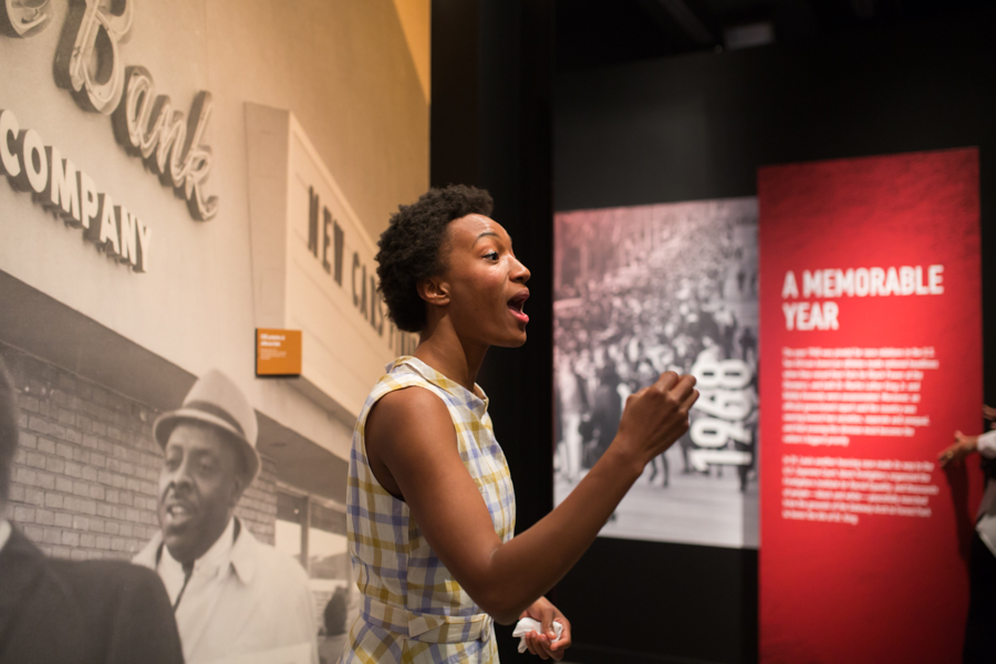 Woman speaking in action