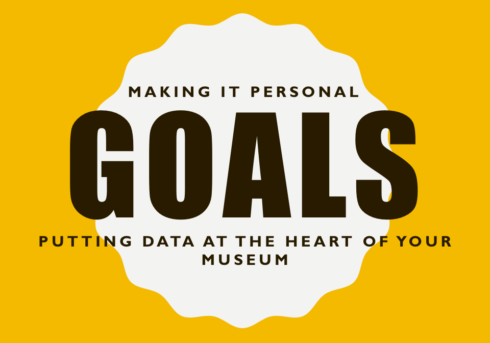 A bright yellow and white sign that says "Goals."
