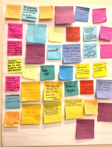 Image of muti-colored Post-It notes on a wall