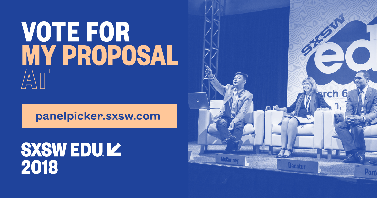 Image of the South by Southwest logo and a picture from a past meeting graphic