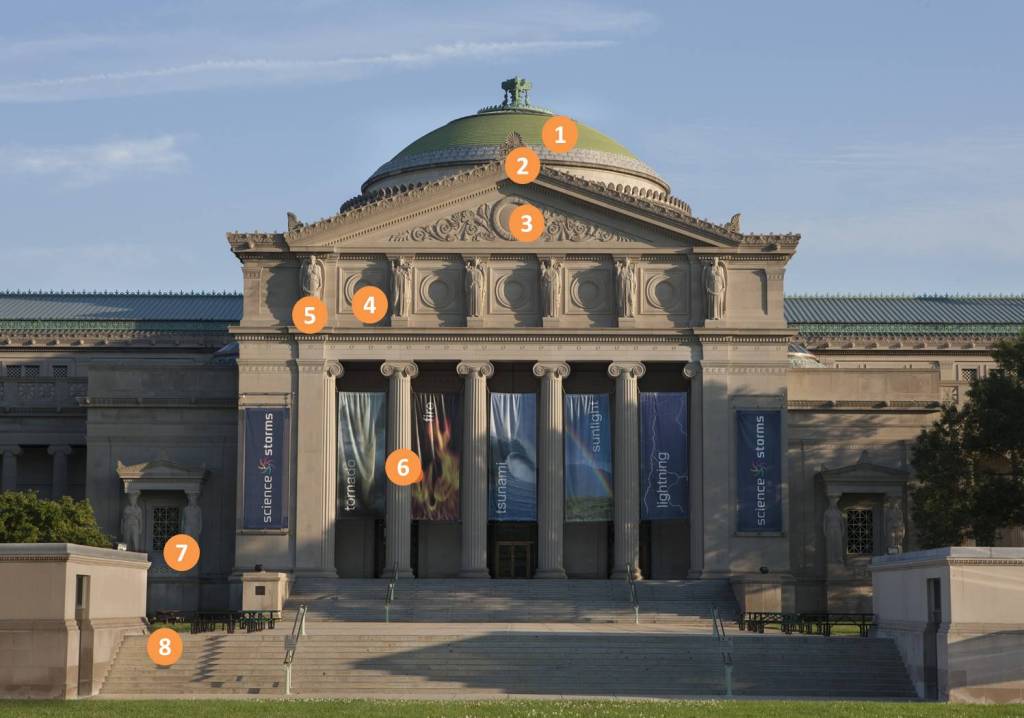 Image of the North facade of the Museum of Science and Industry