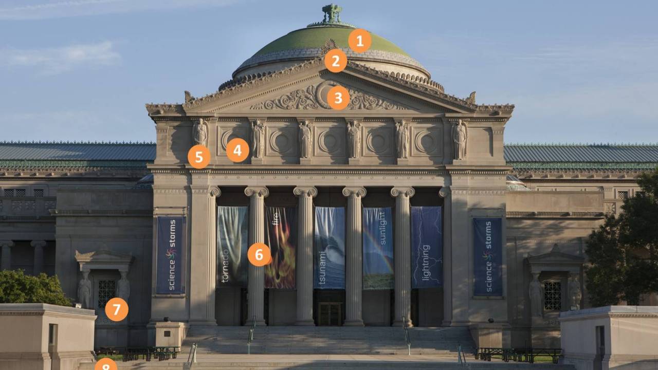 Image of the North facade of the Museum of Science and Industry