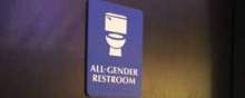 Three separate images of how different museums have created gender-neutral restrooms