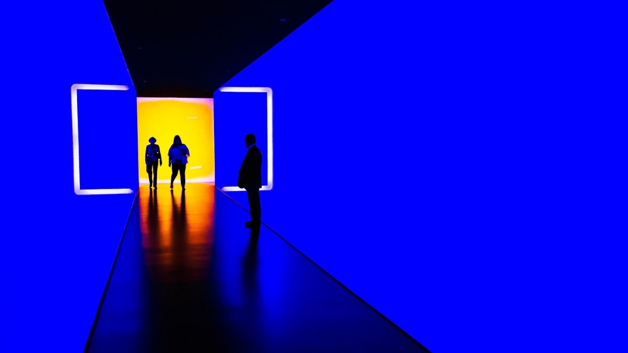This photo shows a security guard standing in the Museum of Fine Arts, Houston, United States.