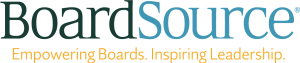 Board Source logo. Where Board is in green, Source is light blue written over "Empowering Boards. Inspiring Leadership." written in yellow text.