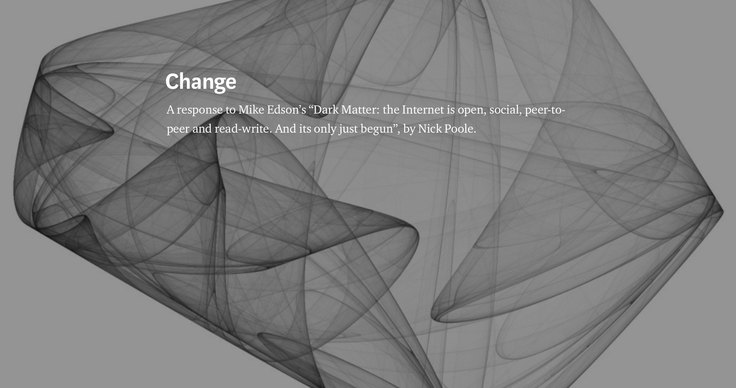 Gray image with black lines curving over on themselves in a semi-transparent swirl