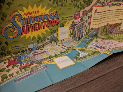 Graphic map of Pittsburgh with Member Summer Adventure printed. 