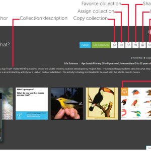 Screenshot of the Smithsonian Learning Lab collection of resources with tags to show what the different areas of the page are.