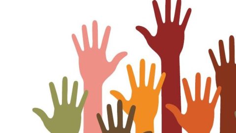 Six drawn hands in different colors are raised as if to say "pick me".