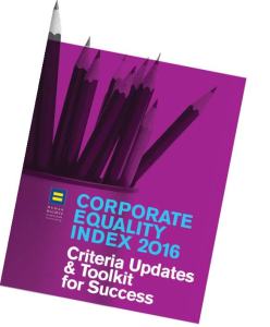 Cover of the corporate equality Index 2016. 