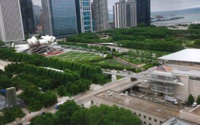 Areal image of the top of the Millennium Park. 