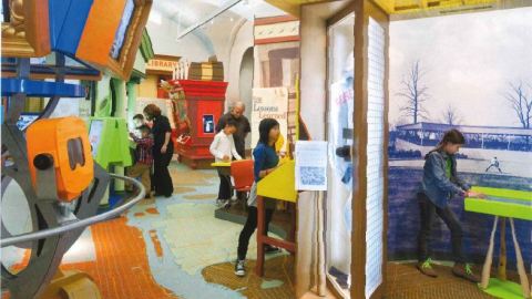 Children playing in an interactive gallery.