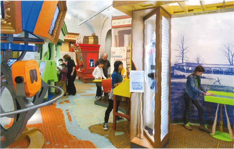 Children playing in an interactive gallery.
