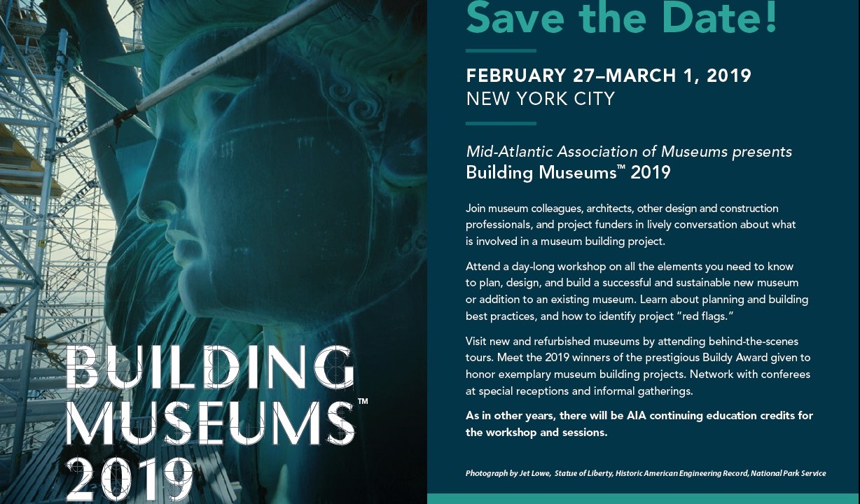 Save the date postcard for the Building Museums conference