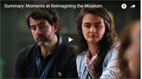 Screen capture image of an image from the Summary of Reimagining the Museum conference video. 