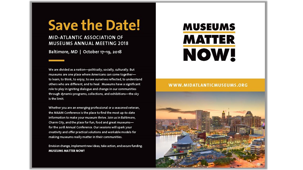 Save the Date postcard for the MAAM 2018 Annual Meeting