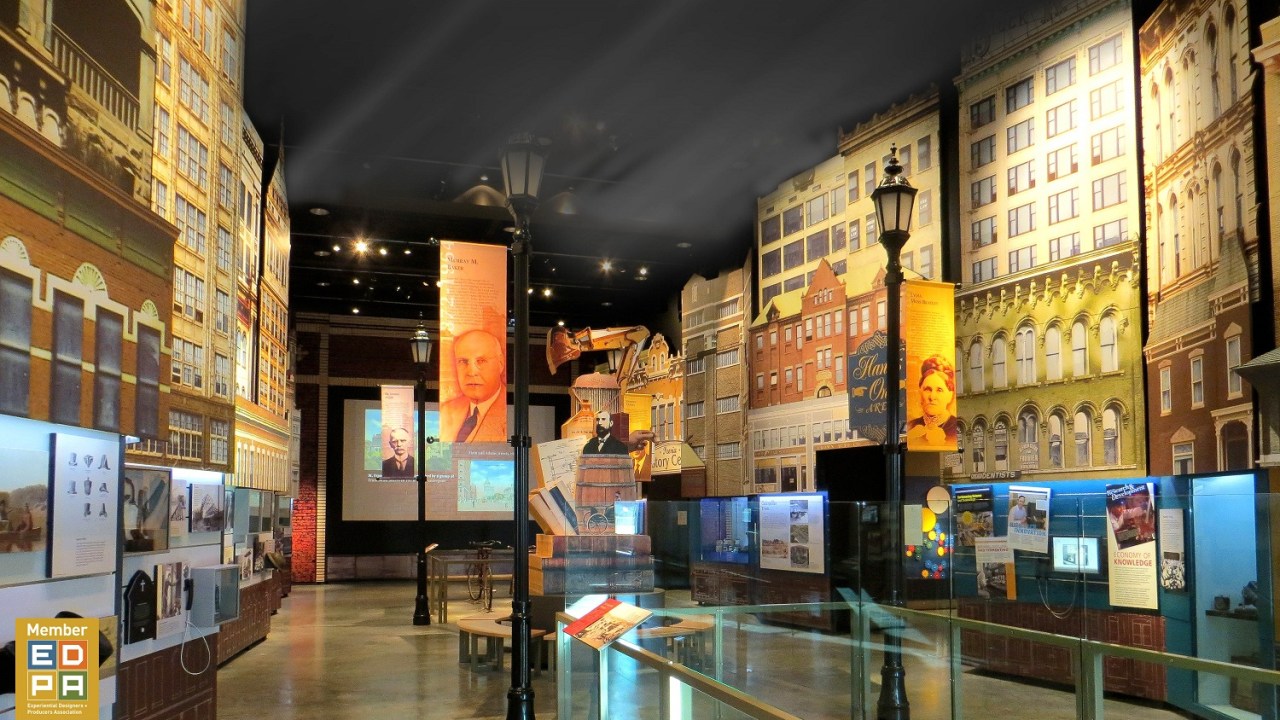 Interior view of an exhibition hall.