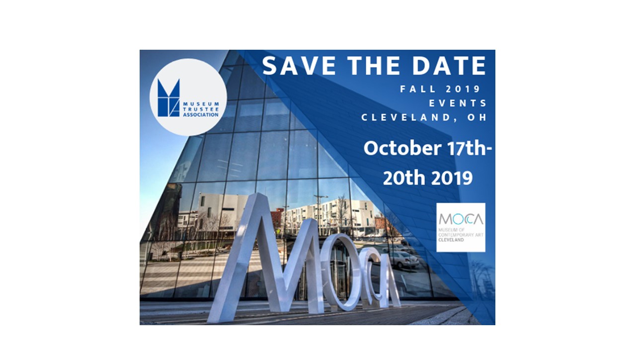 Exterior view of Museum of Contemporary Art Cleveland with date information overlayed