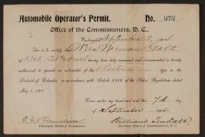 A scanned image of Edith Bolling Wilson's driver's license after conservation.