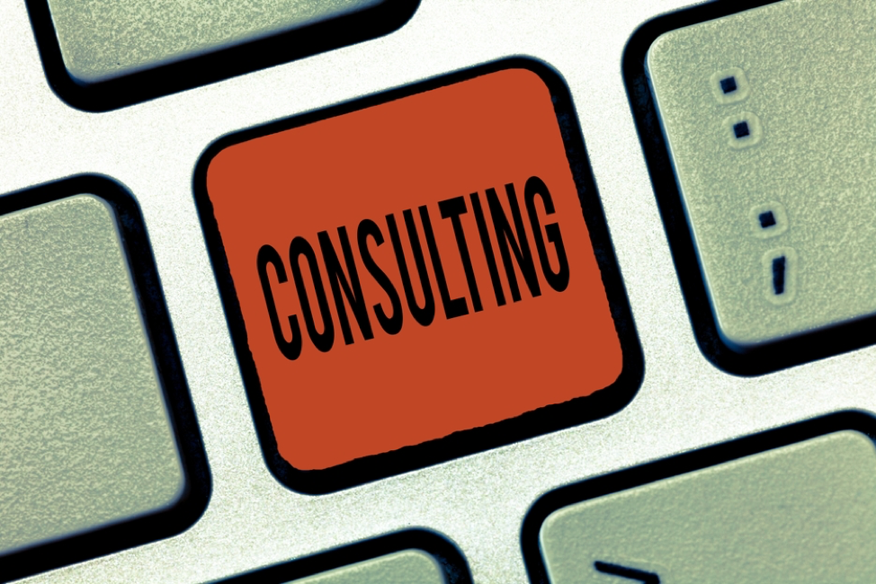 A graphic with the word consulting in the middle