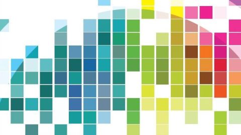 A series of squares in different shades of blue, green, and red.