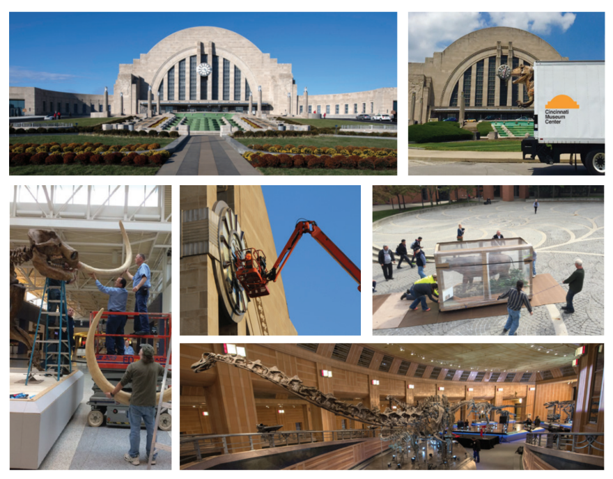 Several interior and exterior of the Cincinnati Museum Center at Union Terminal