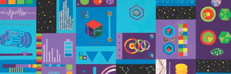 Cover graphic for TrendsWatch 2019 with a person standing in the lower right corner looking at the words "TrendsWatch 2019" with graphic images of shapes above.