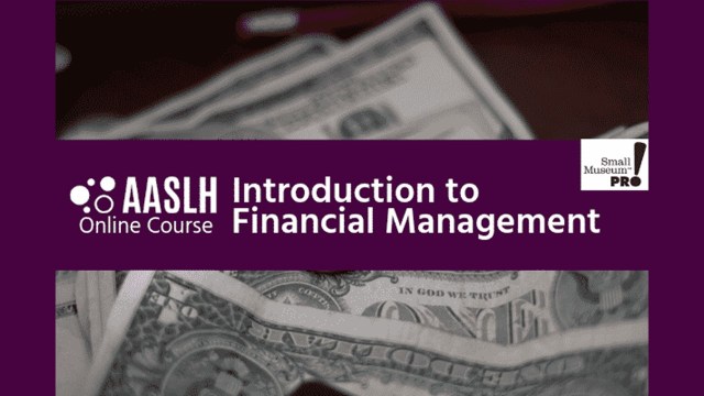 Background image of a stack of money with AASLH Introduction to Financial Management
