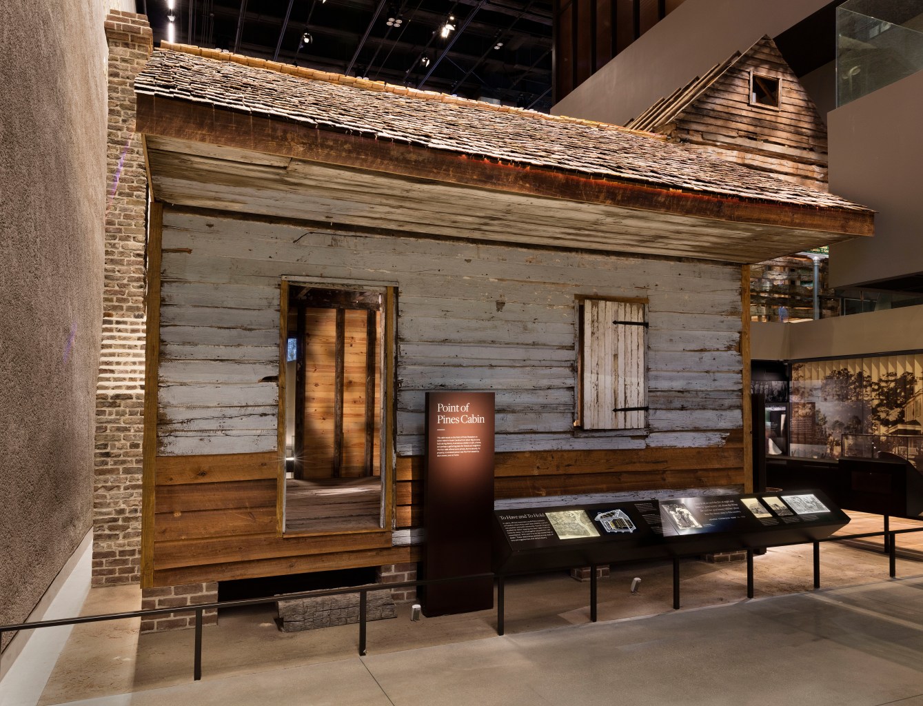 The Point of Pines Plantation Slave Cabin, displayed here in the National Museum of African American History and Culture, was built as one of nine identical cabins on a South Carolina plantation in 1853. Credit: Collection of the Smithsonian National Museum of African American History and Culture, Gift of The Edisto Island Historic Preservation Society. Photography by Eric Long.