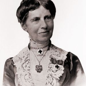 Black-and-white bust portrait of Clara Barton