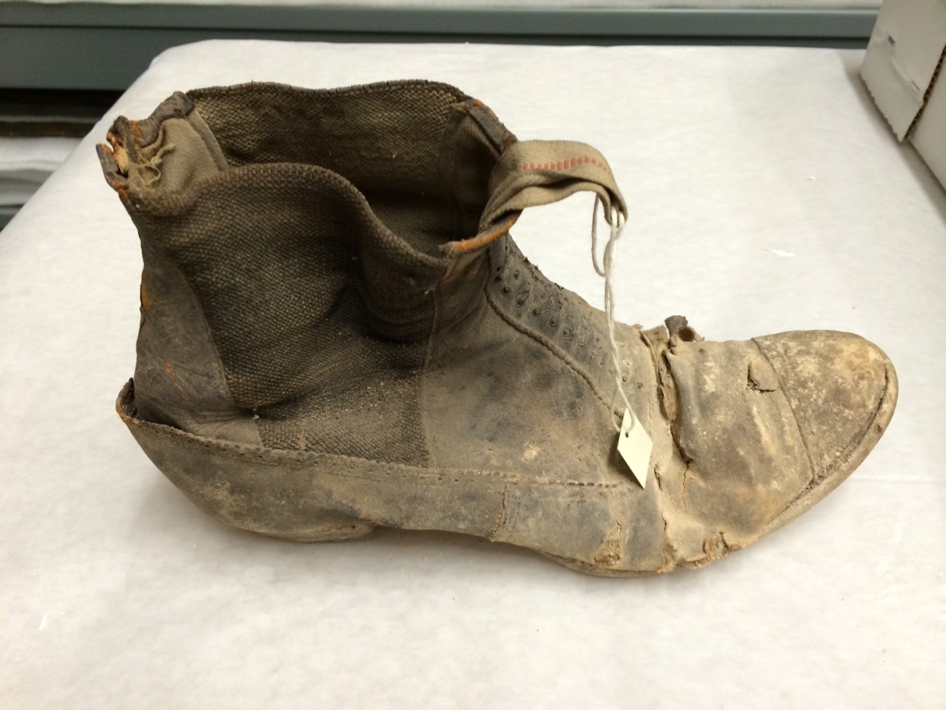 An old, decaying boot-style shoe.
