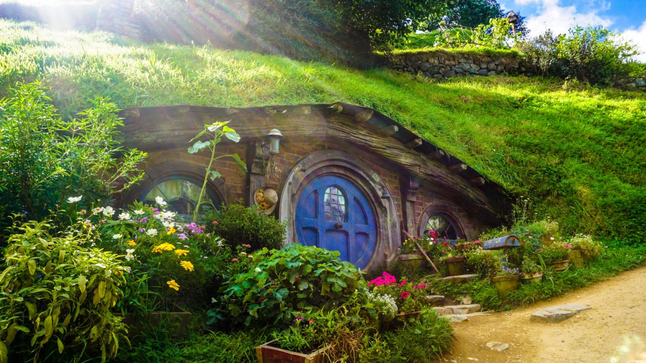 A Hobbit house from the set of the Lord of the Rings films.