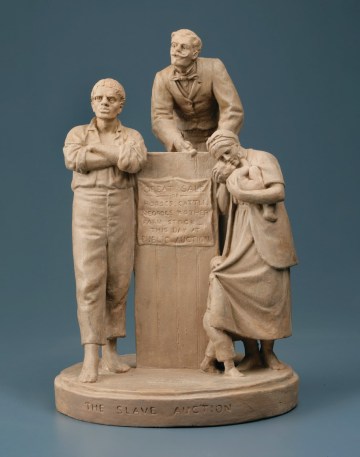 John Rogers’ The Slave Auction, 1859, statue in marble.