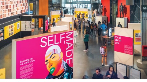 Wide view of the Self Made exhibition.