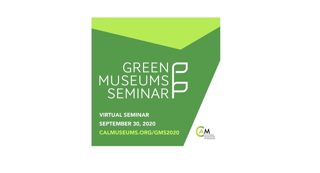 Text: green museums seminar on green background
