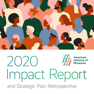 graphic of people with text that reads 2020 Impact Report and Strategic Plan Retrospective with AAM logo
