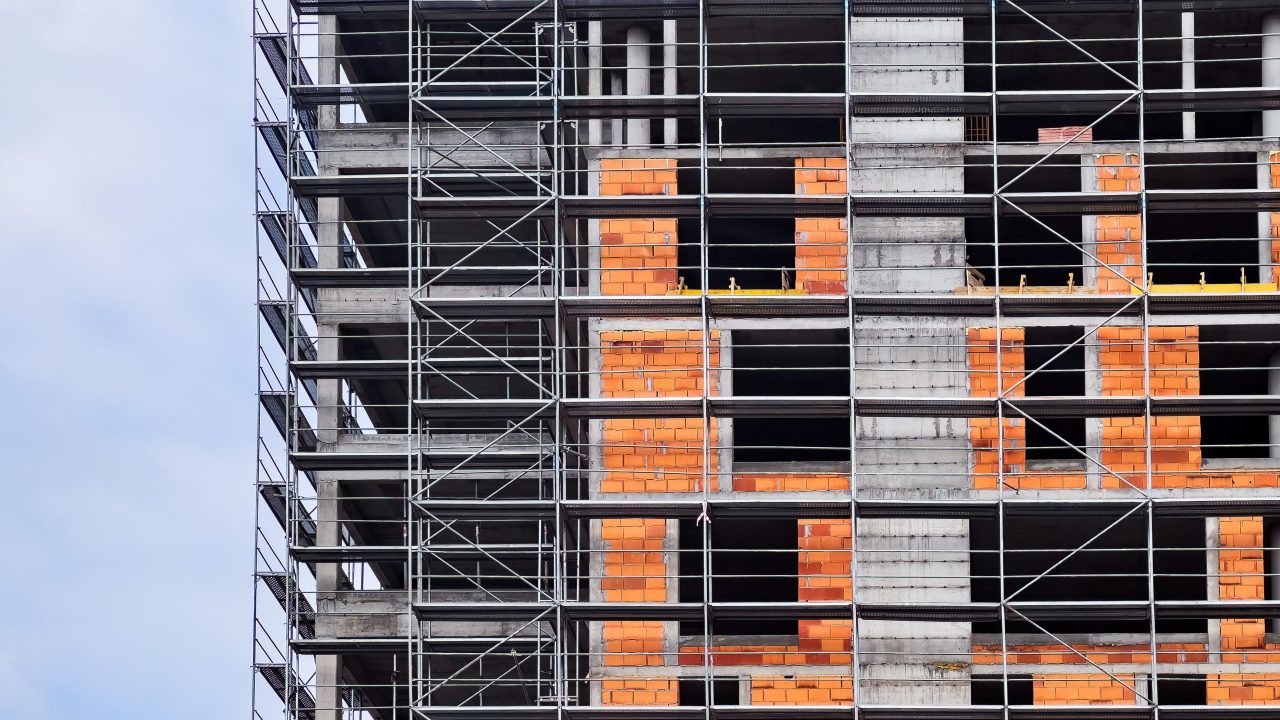 A building façade under construction