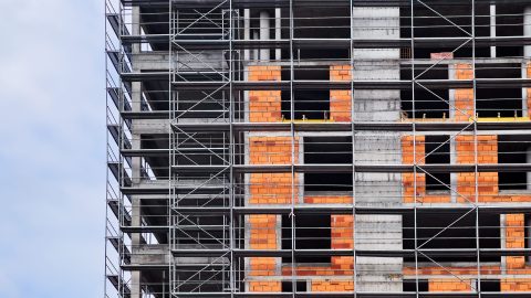 A building façade under construction