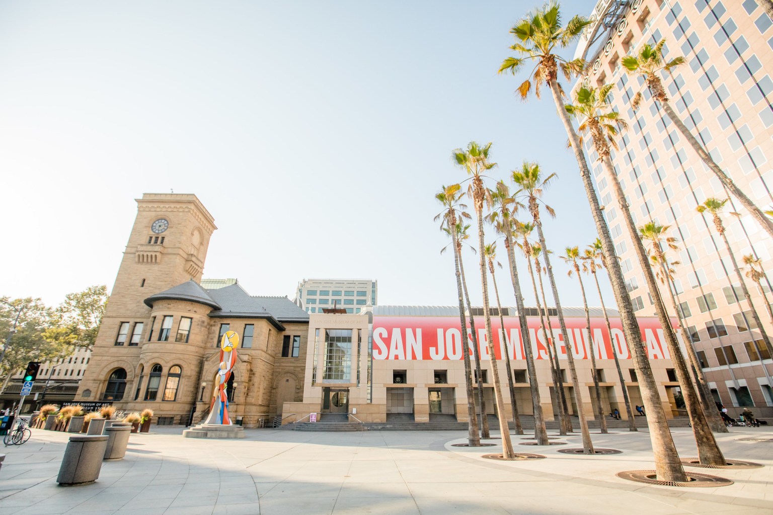 A view of the facade of the San Jose Museum of Art