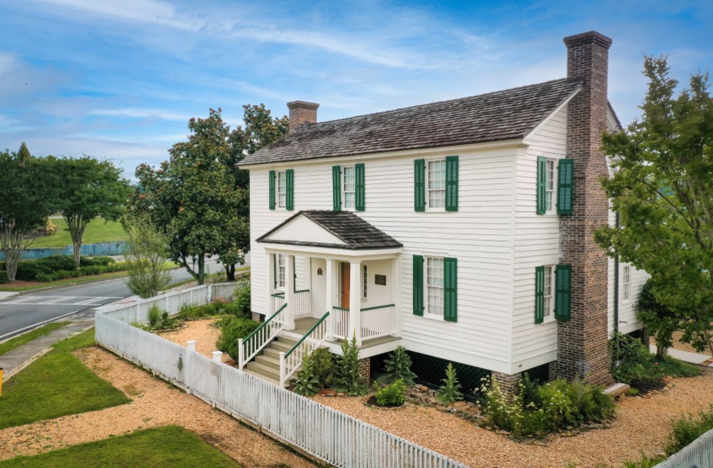 Exterior of a two-story historic house